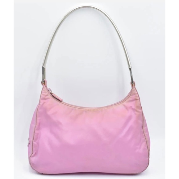 Prada Handbags - Prada 90s Pink Nylon Shoulder Bag w/Metal Handle